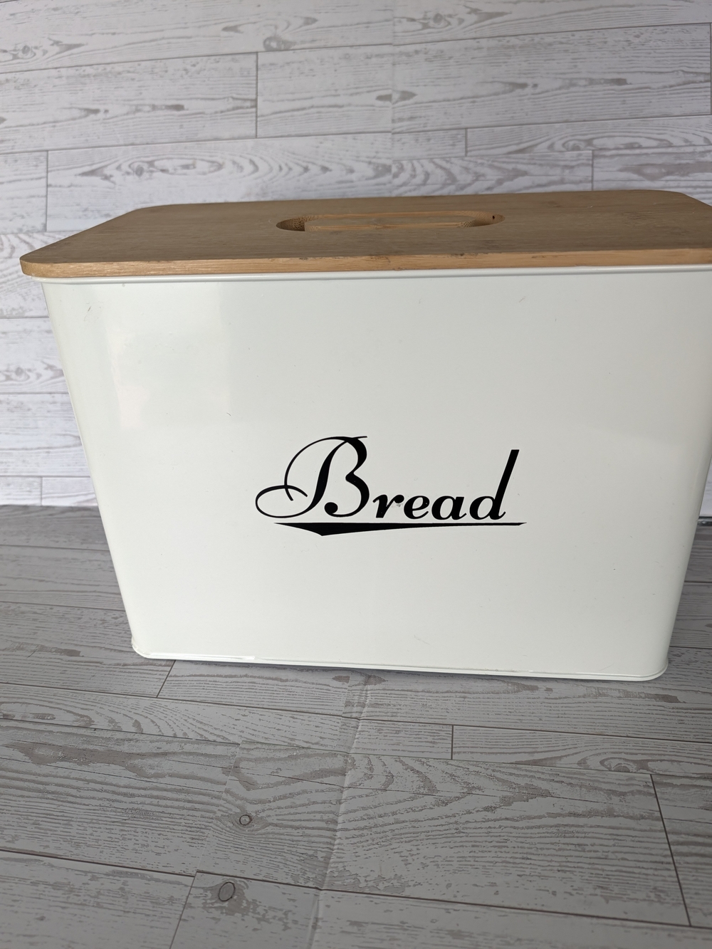 White Bread Box with Bamboo Lid - Classic Kitchen Storage